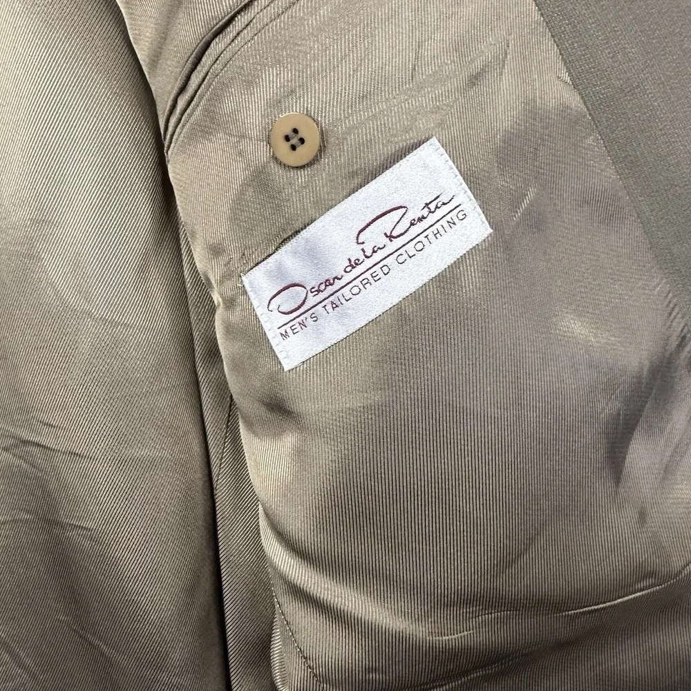 Oscar de la Renta Men Blazer 100% Wool Sport Coat Olive Grn 44L W38‎ Date Night